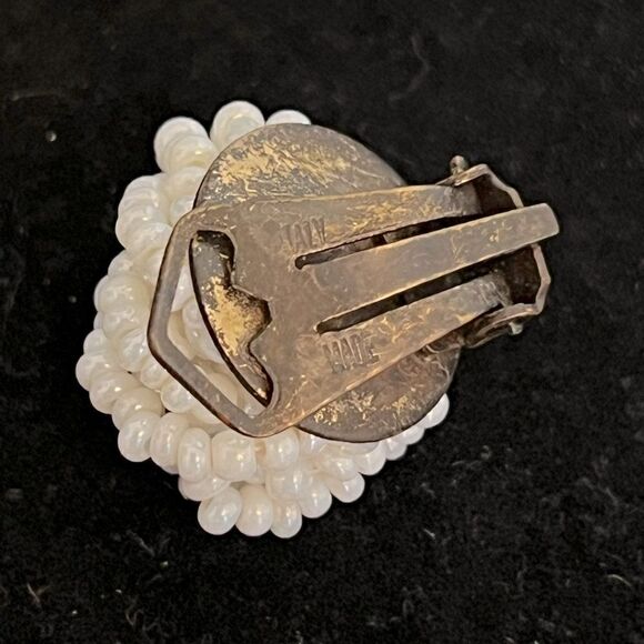 Vintage Beaded Seed Pearl Cluster Clip-On Earrings - Picture 5 of 5